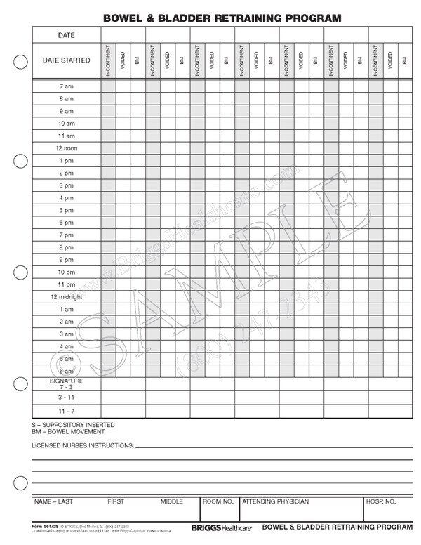 Bladder Retraining Program Form 2Sided CLOSEOUT ITEM
